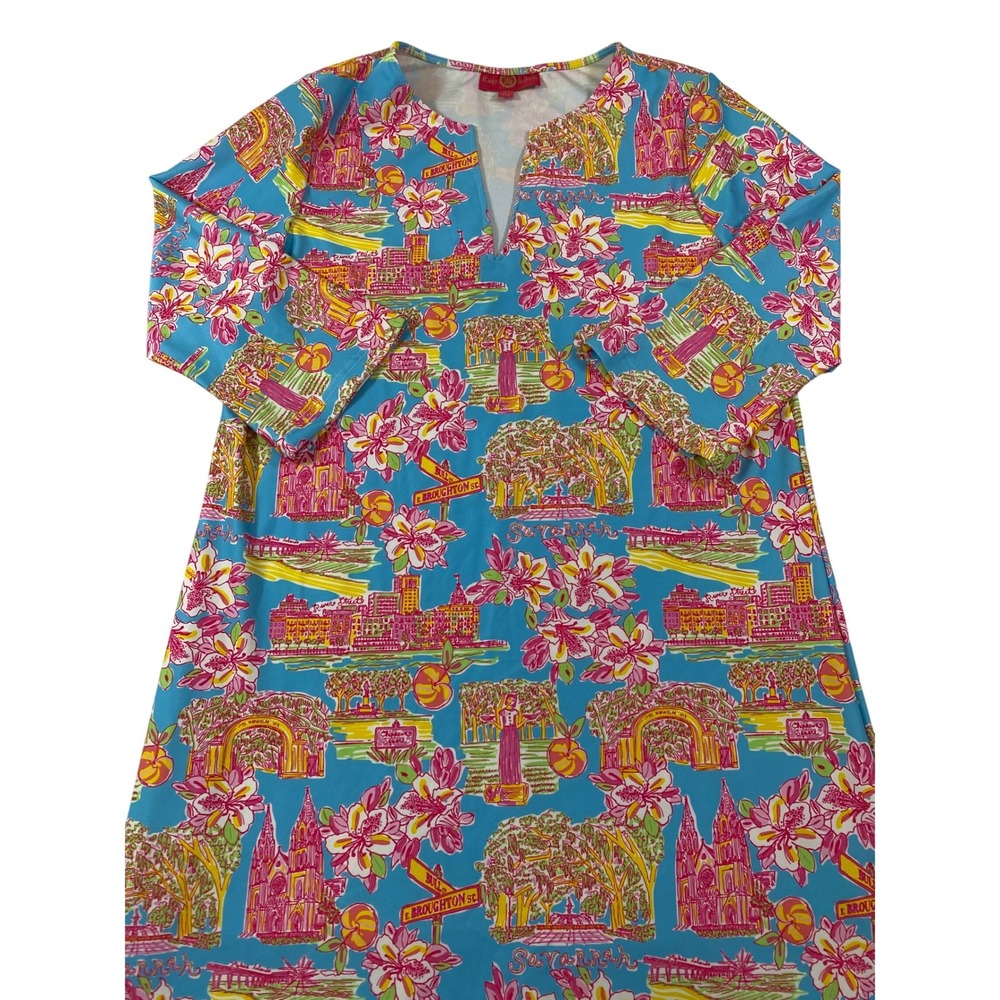 Kaeli Smith Savannah Georgia Peaches A-Line Shift Dress Turquoise M